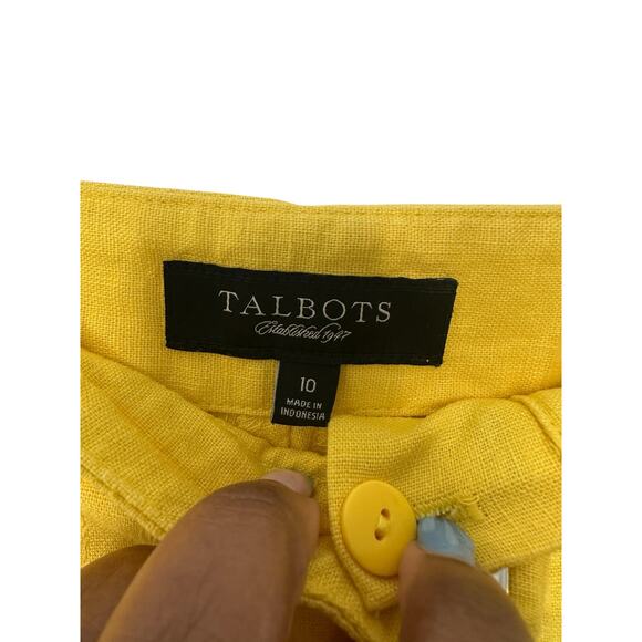 Talbots‎ Pants Linen Cotton Yellow Embroidered Cotton Lagenlook Vacation Size 10 - Picture 2 of 11